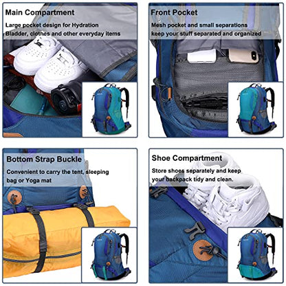 G4Free 50L Hiking Backpack Waterproof Daypack Outdoor Camping Climbing Backpack with Rain Cover for Men Women - color: Blue01