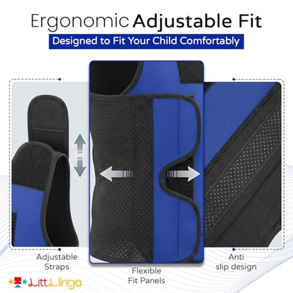 Weighted Vest for kids with Adjustable Weights, Compression Vest for Kids & Toddlers, Removable Metal Beads, Breathable Mesh and 6 Pockets - size: Medium