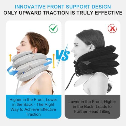 Neck Stretcher with Neck Brace,Cervical Traction Neck Device,Neck Relief Tool,Adjustable Inflatable Cervical Brace,Home Use Neck Decompression New Technology Breathable Fabric Washable&Colorfast - color: White