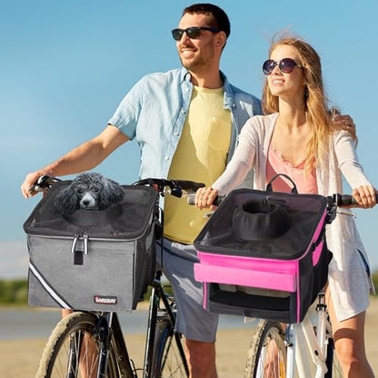 Pet Carrier Bicycle Basket Bag Pet Carrier/Booster Backpack for Dogs and Cats with Big Side Pockets,Comfy & Padded Shoulder Strap,Travel with Your Pet Safety（Titanium） - color: Titanium