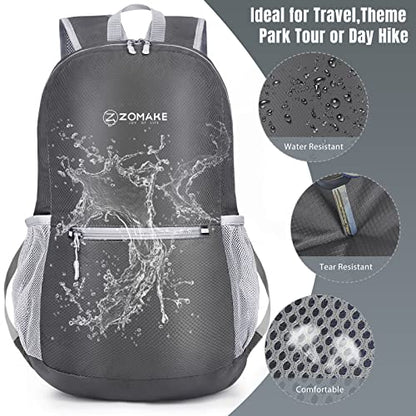 ZOMAKE Ultra Lightweight Hiking Backpack 20L, Packable Small Backpacks Water Resistant Daypack for Women Men(Medium Grey) - color: Medium Grey