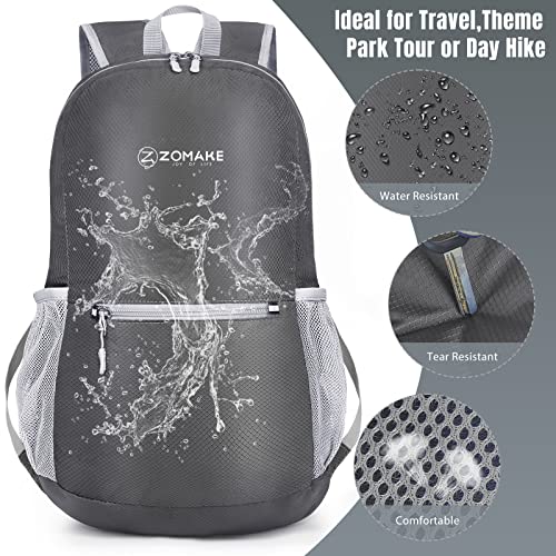 ZOMAKE Ultra Lightweight Hiking Backpack 20L, Packable Small Backpacks Water Resistant Daypack for Women Men(Medium Grey) - color: Medium Grey
