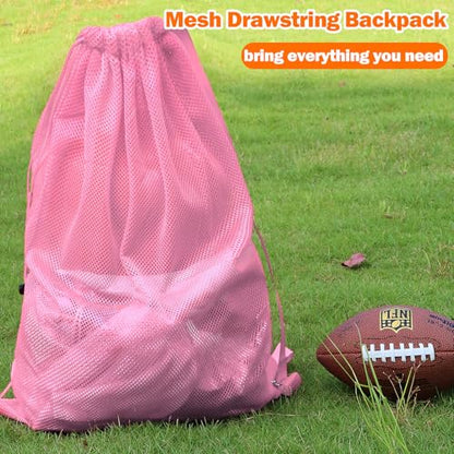 NATURAL STYLE 2 Packs Swim Bag Mesh Drawstring Backpack Oversized 18" x 26", Large Mesh Drawstring Backpack - color: Pink