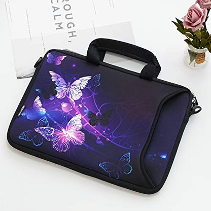 RICHEN 10 inch Messenger Bag Carrying Case with Handle Accessory Pocket Fits 7 to 10-Inch Laptops/Notebook/Kids Tablet (7-10.2 inch, Butterflies) - color: Butterflies, size: 7-10.2 inch