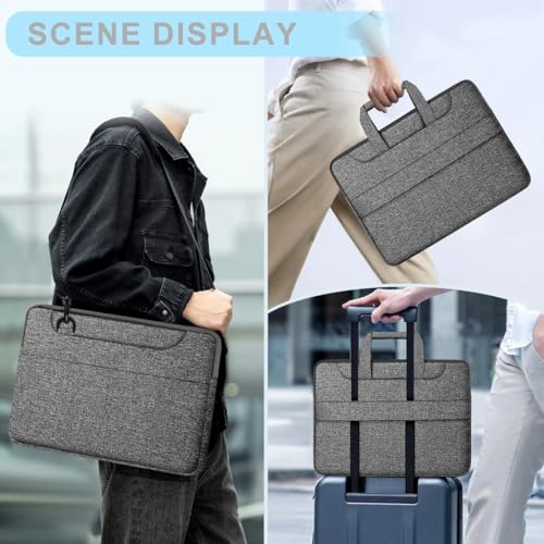 Hseok Laptop Shoulder Bag 17-17.3 inch Case, Durable Shockproof Protective Briefcase with Multi-Pockets Compatible with Lenovo Most 17-17.3 inch HP Acer Dell ASUS MSI Notebooks,Dark gray - color: Dark Gray, size: 17-17.3"