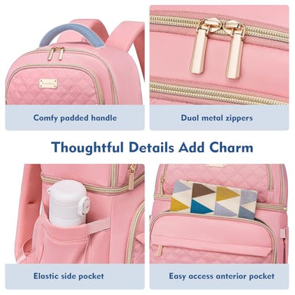 Backpack Cooler Lunch Backpack Double Decker Lunch Box,Insulated Backpack Lunch Cooler Bag, Lightweight Leakproof Lunchbox Backpack for Women Men to Travel,Picnic,Hiking,Beach,Camping - color: Pink