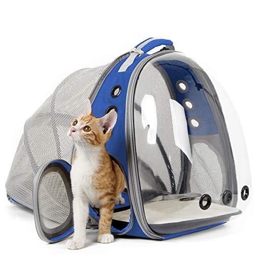 Back Extension Cat Travel Carrier Backpack (Blue, Clear Window) - color: Blue