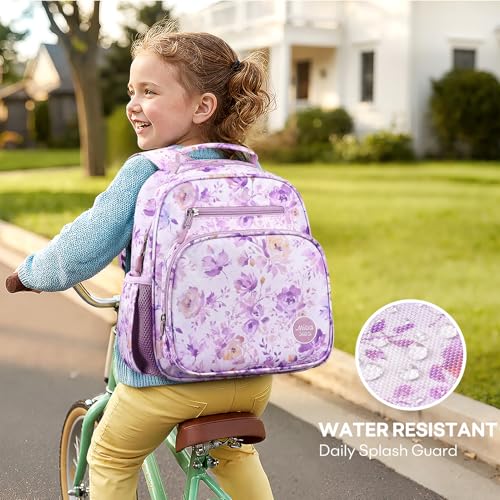 mibasies Toddler Backpacks for Girls 2-4: Little Kid Bookbag for Preschool Prek Daycare Purple Flower - color: Purple Flower, style: Toddler-12"h(not Fit Folder)
