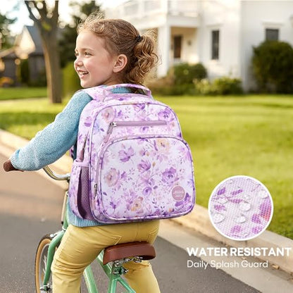 mibasies Toddler Backpacks for Girls 2-4: Little Kid Bookbag for Preschool Prek Daycare Purple Flower - color: Purple Flower, style: Toddler-12"h(not Fit Folder)