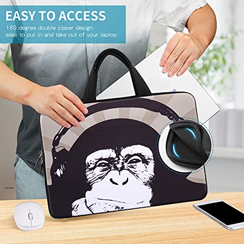 iColor 14 15 15.4 15.6 inch Laptop Handle Bag Computer Protect Case Pouch Holder Notebook Sleeve Neoprene Cover Soft Carring Travel Case for Dell Lenovo Toshiba HP Chromebook ASUS Acer Chimp ICB-09 - color: Music Chimp