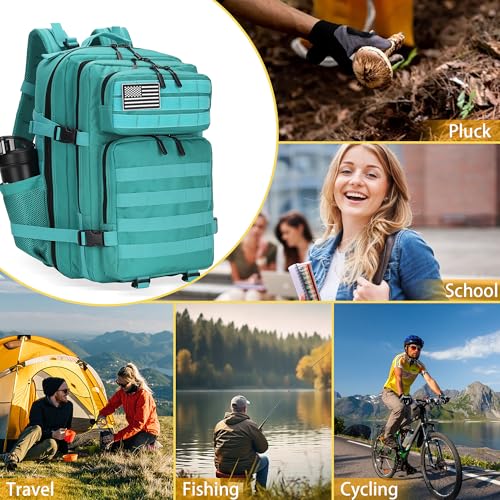 Military 45L Tactical Assault Backpack 3 day assault pack with Molle Waterproof backpack Rucksack for Tactical Backpacks - color: Lakeblue