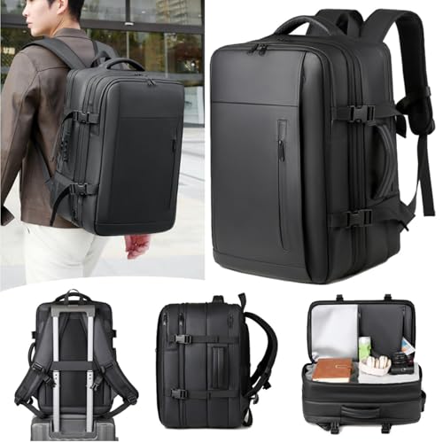 Jiawu Vacuum Backpack with Pump and Combination Lock, 55L Expandable Vacpack Backpack, Air Back Pack, Compression Vacuum Sealed Bags for Laptop, Travel, Business, Camping
