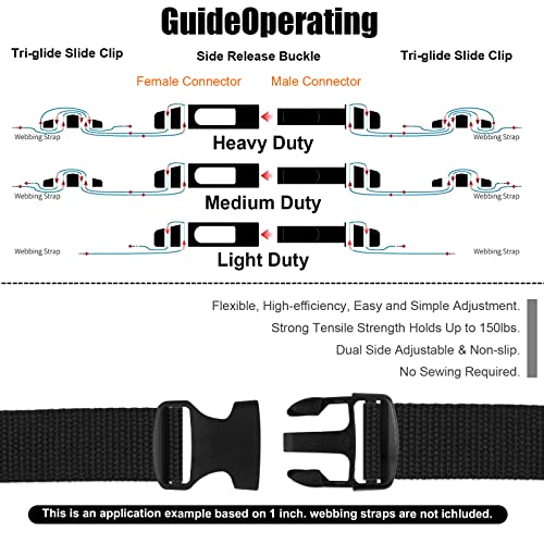 Buckles for Straps 1 1/2 inch:Side Release Buckle Plastic Clip 4 set + Tri-Glide Slide 8 pcs,Fit 1.5 inch Wide Nylon Strap Webbing Belt,Heavy Duty Dual Adjustable Plastic Buckle No Sewing… - color: 1 1/2" 4 Pcs Buckle Set