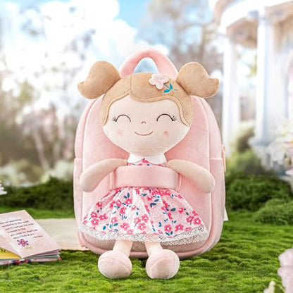 Gloveleya Toddler Backpack Baby Girl Gift Plush Bag Diaper Bag Plush Printed Sakura Backpack - color: A012 Printed Sakura Backpack, size: 9 inches