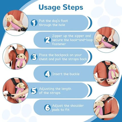 YUDODO Pet Dog Carrier Backpack Adjustable Dog Front Carrier, Legs Out Easy-Fit Dog Travel Backpack Carrier for Hiking Camping for Small Medium Dogs Cats and Rabbits (Small, Pink) - color: Pink