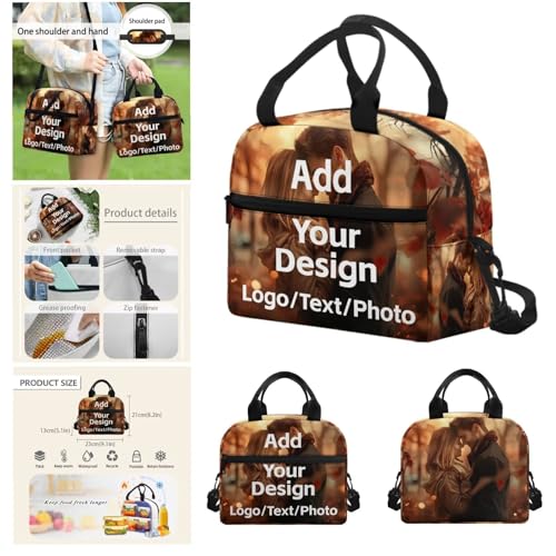 Custom Backpack for Girls Boys Backpack with Lunch Box Water Bottle Carrier with Strap and Soft Pencil Case 4Pcs Set 17" Bookbag with Large Front Pocket Sturdy School Bag for Kids Elementary - color: Customized