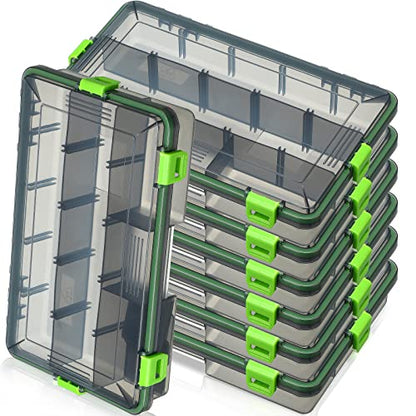 Ramede 6 Pcs Fishing Tackle Boxes Waterproof Airtight Plastic Tackle Box Organizer Transparent Fishing Tackle Storage with Adjustable Dividers for Terminal Tackle Lure Bait Hook(Large) - size: Large