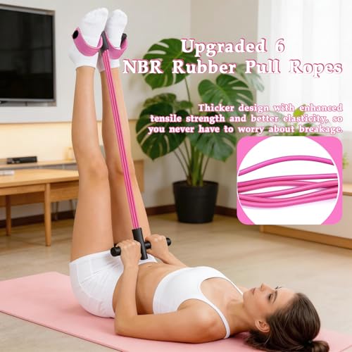 Pedal Resistance Bands with Handles, New Model 6 Tube Resistance Foot Pedal, Multifunctional Rubber Resistance Bands, Suitable for Waist, Arms, Abdomen, and Legs - color: pink