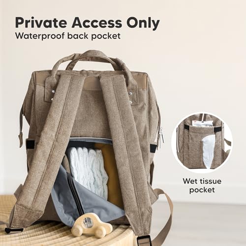KeaBabies Baby Diaper Bag Backpack - Large Baby Bag for Boys, Girls, Waterproof Multi Function Travel Diaper Backpack with Changing Pad, Durable Travel Essentials for Moms and Dads (Coffee Brown) - color: Coffee Brown