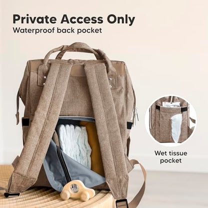 KeaBabies Baby Diaper Bag Backpack - Large Baby Bag for Boys, Girls, Waterproof Multi Function Travel Diaper Backpack with Changing Pad, Durable Travel Essentials for Moms and Dads (Coffee Brown) - color: Coffee Brown