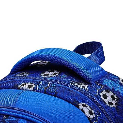 MYGOO Boys School Backpack Vineyard Soccer Blue Bookbag for Elementary Middle School Ages 5-12, 17 inch Large Capacity 24L Kids Student Travel Bags - color: Vineyard Soccer Blue