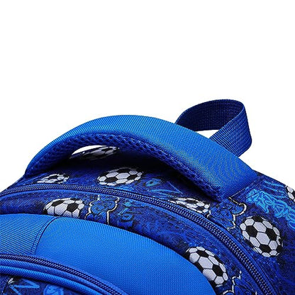 MYGOO Boys School Backpack Vineyard Soccer Blue Bookbag for Elementary Middle School Ages 5-12, 17 inch Large Capacity 24L Kids Student Travel Bags - color: Vineyard Soccer Blue