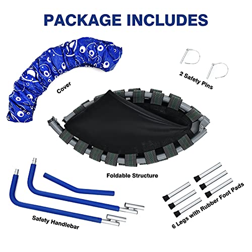 Giantex 36-Inch Mini Trampoline for Kids, ASTM Approved Foldable Rebounder Trampoline with Foamed Handle, Max Loaded 330 lbs, Indoor Safety Padded Fitness Trampoline - color: Blue