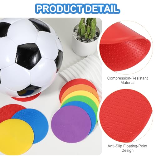 Spot Markers 4 Inch, 6 Pcs Non-Slip Floor Dots Agility Markers Flat Field Cones Poly Dots for Gym PE Speed Training Dance Soccer Basketball Sports, Red