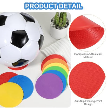 Spot Markers 4 Inch, 6 Pcs Non-Slip Floor Dots Agility Markers Flat Field Cones Poly Dots for Gym PE Speed Training Dance Soccer Basketball Sports, Red