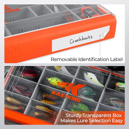 KastKing HyperSeal Waterproof Tackle Box, 3600 and 3700 Tackle Trays - size: 3600 (1 Pack) & 3700 (1 Pack) with compartment