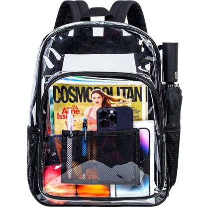 gxtvo Clear Backpack, Heavy Duty Transparent Bookbag, See Through Backpacks for Women Men | Heavy Duty - color: Black 2