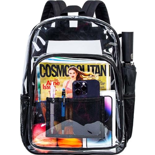 gxtvo Clear Backpack, Heavy Duty Transparent Bookbag, See Through Backpacks for Women Men | Heavy Duty - color: Black 2