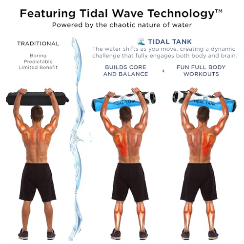 Tidal Tank Tube - The Original Aqua Bag - Water Weight Bag up to 79 lbs - Adjustable Workout Sand Bags Weights Alternative - Portable Sandbag Fitness Equipment Set, Home Exercise Gym - Including App - color: Slim: 30 lb - Blue