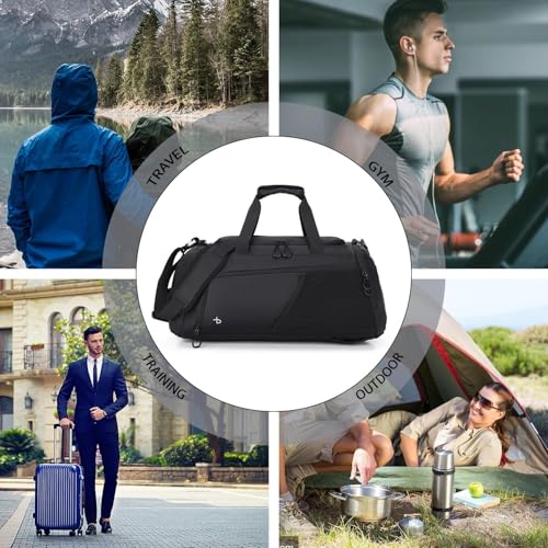 BESMART 2 in 1 Convertible Mens Gym Bag with Shoe Compartment, Heavy Duty Waterproof Travel Duffle Backpack Sports Gym Bag, 10 Pockets for Travel, Outdoor, Fitness