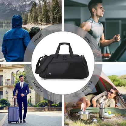 BESMART 2 in 1 Convertible Mens Gym Bag with Shoe Compartment, Heavy Duty Waterproof Travel Duffle Backpack Sports Gym Bag, 10 Pockets for Travel, Outdoor, Fitness