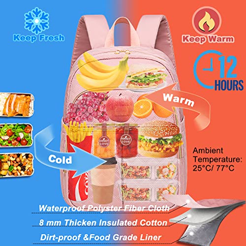 Weitars Lunch Backpack For Women Men,20L Cooler Backpack Insulated Lunch Bag For Women With Side Pockets Waterproof,Meal Prep Backpack,Adult Backpack Cooler For Lunch Picnic Hiking Camping Beach - color: Pink