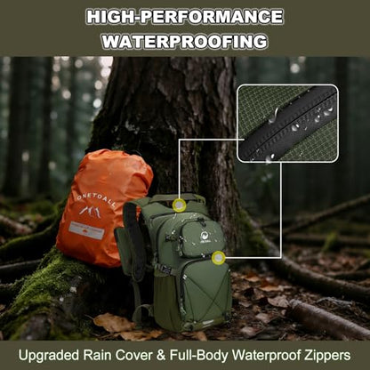 Hydration Backpack 22L, Hiking Backpack with 2L Leakproof Bladder, Sewn-in Rain Cover, Insulated Compartment for Men & Women Running, Cycling, Camping - color: Green