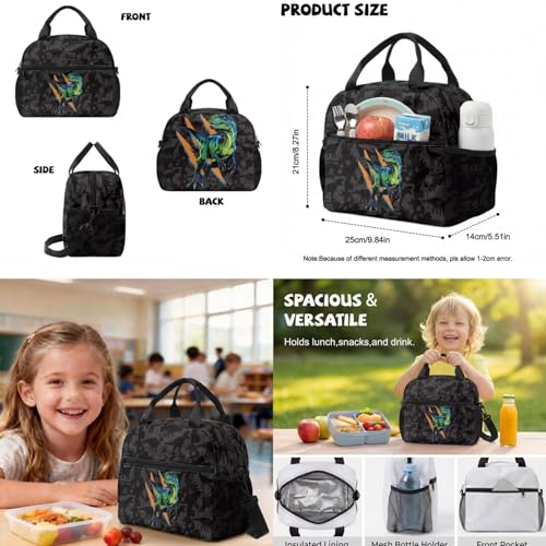 Talayituse Dinosaur Paint Splatter Print 6 Pack Backpack for Kids Boys School Bag Set with Lunch Box Pencil Case Water Bottle Sleeve Bookmark & Keychain Primary Middle Schoolbag Bookbag - color: Dinosaur Paint Splatter