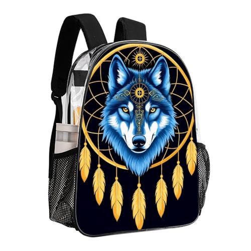 Lightweight Daypack for Camping Business Walking Cycling, Large Capacity Anti-Theft Multipurpose Bookbag, Boho Totem Native American Wolf Dream Catcher Gym Outdoor Hiking Backpack - color: Pattern 213