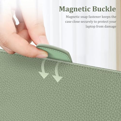 Fintie Sleeve Case for 15 Inch Microsoft Surface Laptop 6/5/4/3 (Model: 1872/1873/1953/1979), Premium PU Leather Protective Folio Book Cover with Large Pocket, Sage - color: Sage