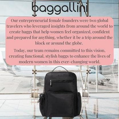 Baggallini Tribeca Expandable Laptop Backpack - 15"x11" Lightweight RFID Computer Bag for Work & Travel with Luggage Sleeve - color: Black Twill