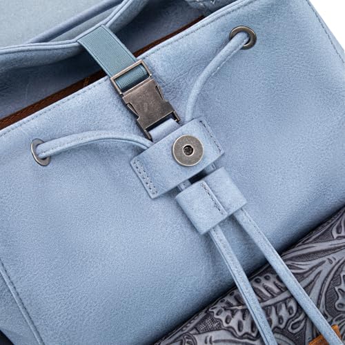 Montana West Wrangler Backpack Purse for Women Men Western Backpack Floral Tooled Travel Bags - color: Carve Jean