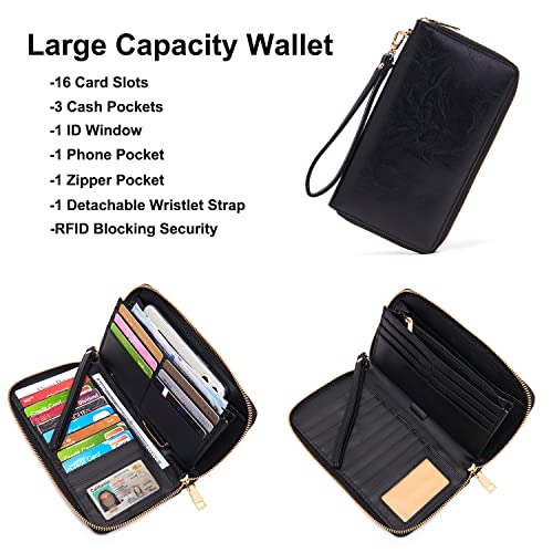 Soperwillton Women Backpack Purse Multipurpose Design Handbags Shoulder Bag PU Leather Travel bag Backpack Set 2pcs - color: Black