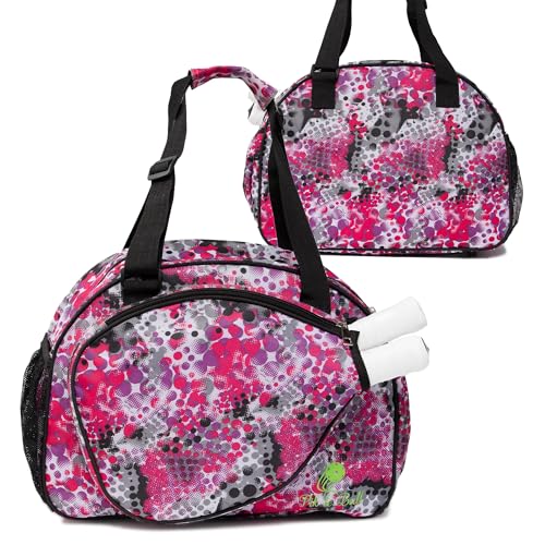 Pik’le’Ball Sport Premium Women's Pickleball Bag – Stylish and Versatile Sports Bag with Water Bottle Holder, Padded Paddle Pocket, and Spacious Design (fits 2+ Paddles!) - color: Pink Dot