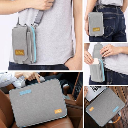 ZINMARK Laptop Case 15.6 Inch Briefcase Military-Grade Protection with Detachable Belt Bag, Compatible All Model of 15-16 Inch MacBook Pro and Most Popular 15.6 Inch Notebooks Chromebooks (Gray&Blue) - color: Gray&blue