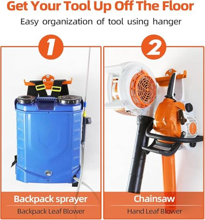 Backpack Leaf Blower Hanger Larger with Tube Hook, 1 Pack Bigger Backpack Sprayer Wall Mount, Heary Duty Chainsaw Wall Mount Rack Accessories Garage Organization Storage - size: 1 Bigger Pack