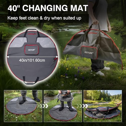 Goture Waterproof Fly Fishing Sling Pack,IPX8 840D TPU Fishing Sling Bag Gear Storage,13L Tackle Backpack with Rod Holder,Airtight Zipper,Exhaust Valve,Adjustable Strap,Wader Bag Included,Gift for Men - color: C1:13L Green Waterproof Bag & Wader Bag