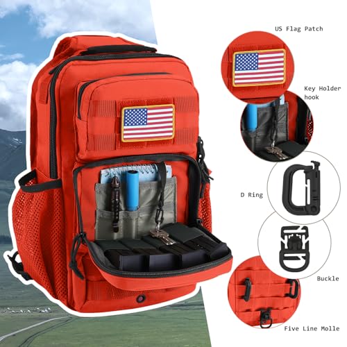 Rover Sling Pack Tactical Shoulder Sling Bag Backpack with Bottle Holder Crossbody Chest Bag, Orange - color: Orange