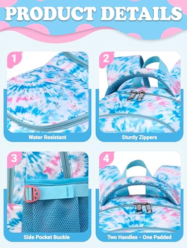 BLUEFAIRY Kids Backpack for Girls Elementary Primary Middle School Bags for Aged 8-10 for Teens Childs Bookbags Back to School Book Bags Mochilas para Niñas de 6 7 8 9 10 Años Tie-dye Blue - color: Light Sky Blue