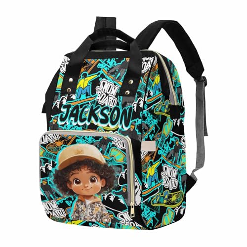 Newcos Personalized Baby Diaper Bag for Women, Custom Name Backpacks Tote with Name, Customized Mommy Bags Travel Backpack Nursing Bag Water Bottle for Newborn Mom Wife Dad Men Mothers Day Black - color: Patten 18